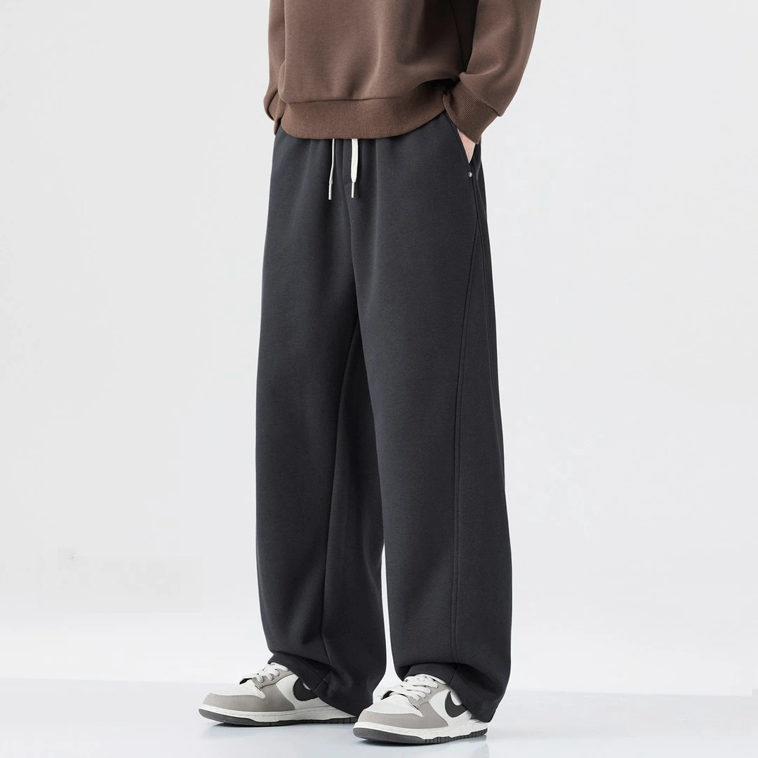 2025年秋冬新款宽松直筒垂感卫裤男士美式潮牌高级感运动休闲裤子