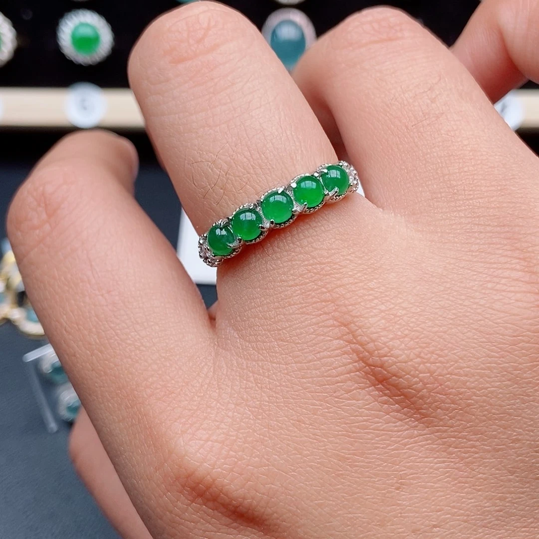 翡翠戒指银S925镶嵌52545