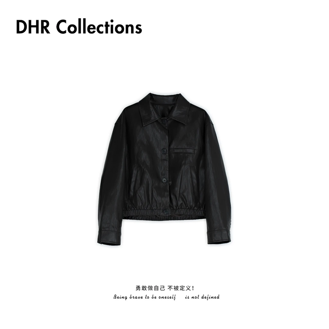 豆豆6【酷飒讯号】秋季新款PU耐磨宽松时尚百搭气质皮衣-DQ9069