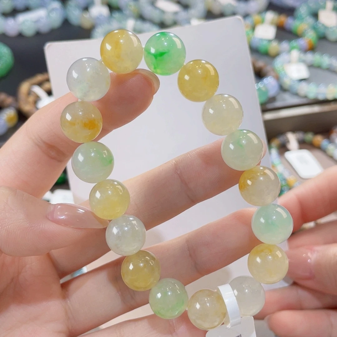 未镶嵌手链翡翠卡11黄加绿