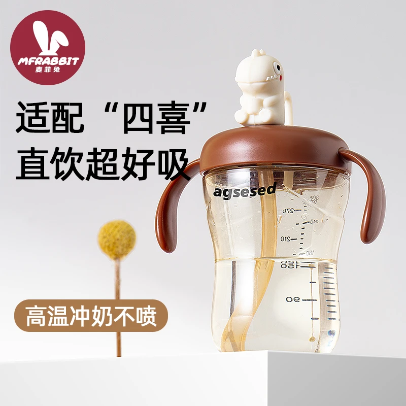 麦菲兔适配世囍奶瓶配件宝宝喝水喝奶直饮杯盖带手柄恐龙水杯盖
