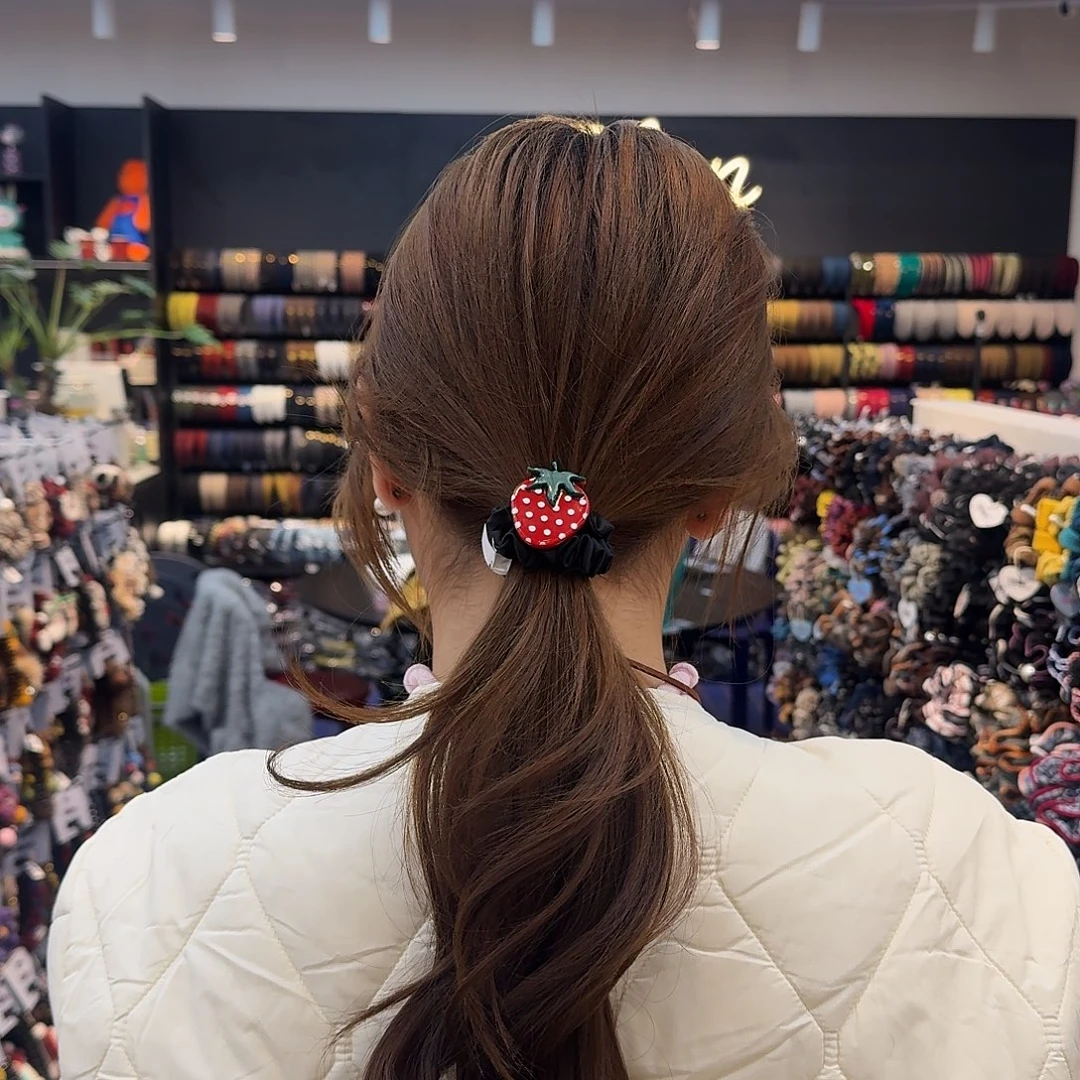 布艺铁合金新款草莓发绳面膜