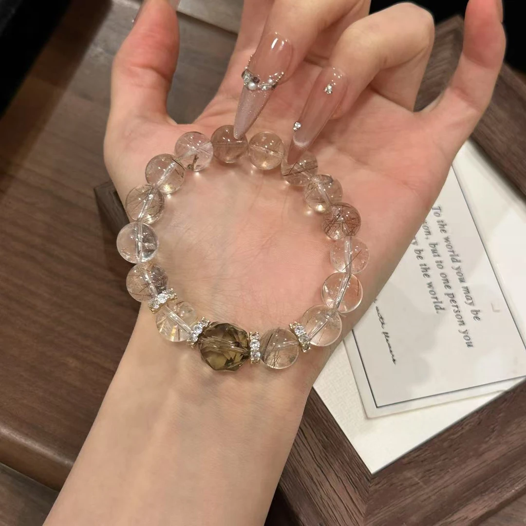 S512 12mm铜发晶茶晶重工手串