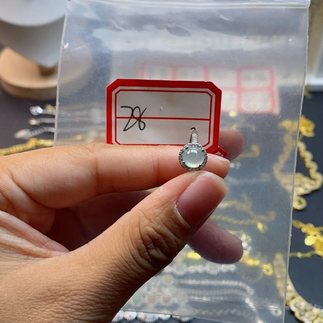 翡翠戒指银S925镶嵌翡翠首饰