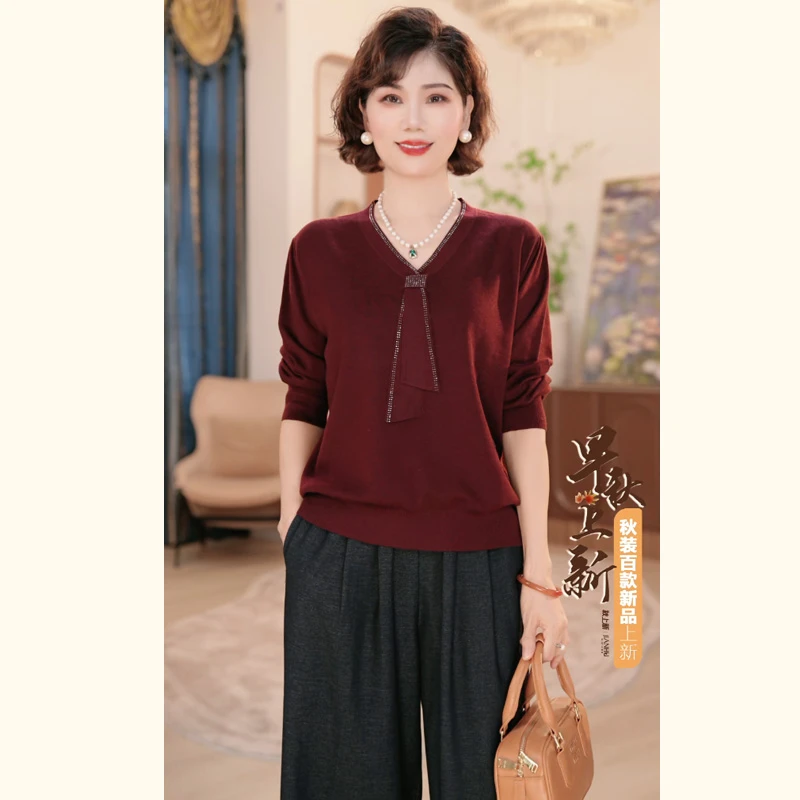 【秋】年轻妈妈早秋时尚针织小衫2025新款洋气中老年女装上衣服