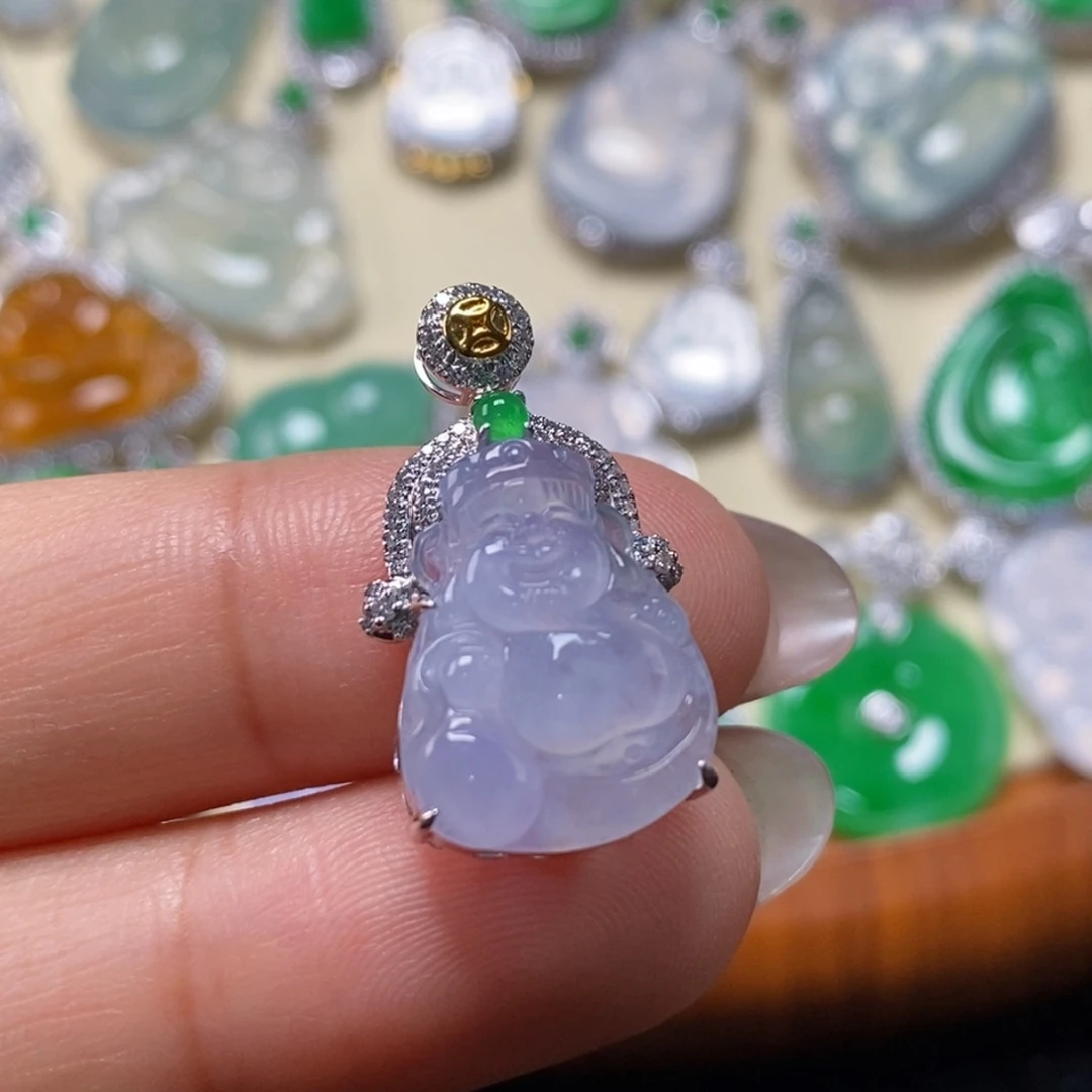 翡翠吊坠(赠链)18K金镶嵌