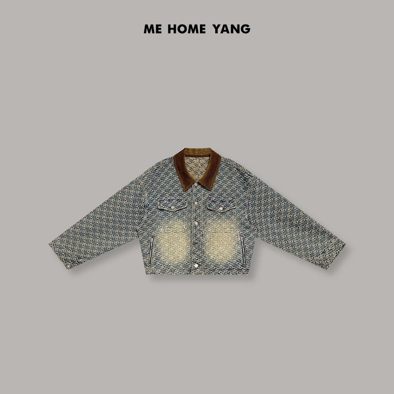 ME【棕领印花牛仔外套】轻奢极简时尚流行百搭宽松牛仔外套MEQA0355