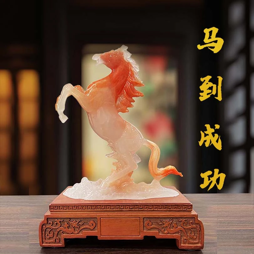 跃马千里红花冰马摆件长23.5宽11.5高31cmYX