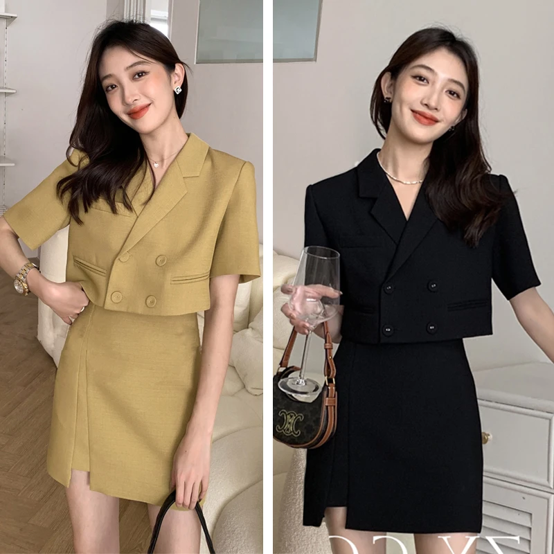 8091【宝藏】大码胖MM小香风短袖外套半身裙套装夏季新款时尚两件套