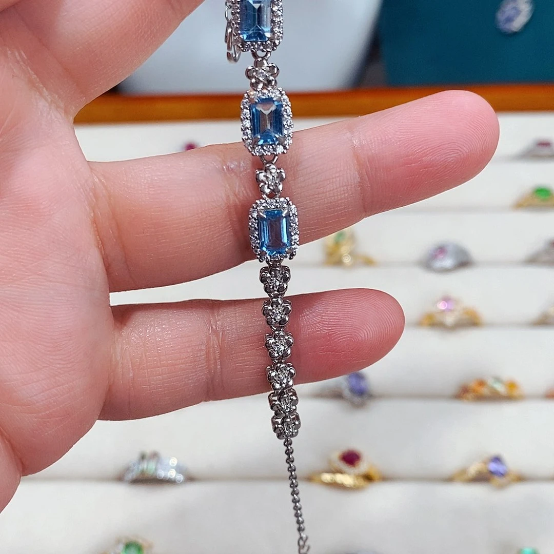 托帕石手链银S925镶嵌