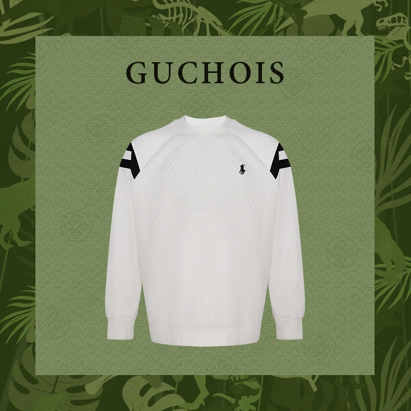 GUCHOIS 【泰坦尼克】欧式经典卫衣拼接拉夫刺绣圆领长袖卫衣