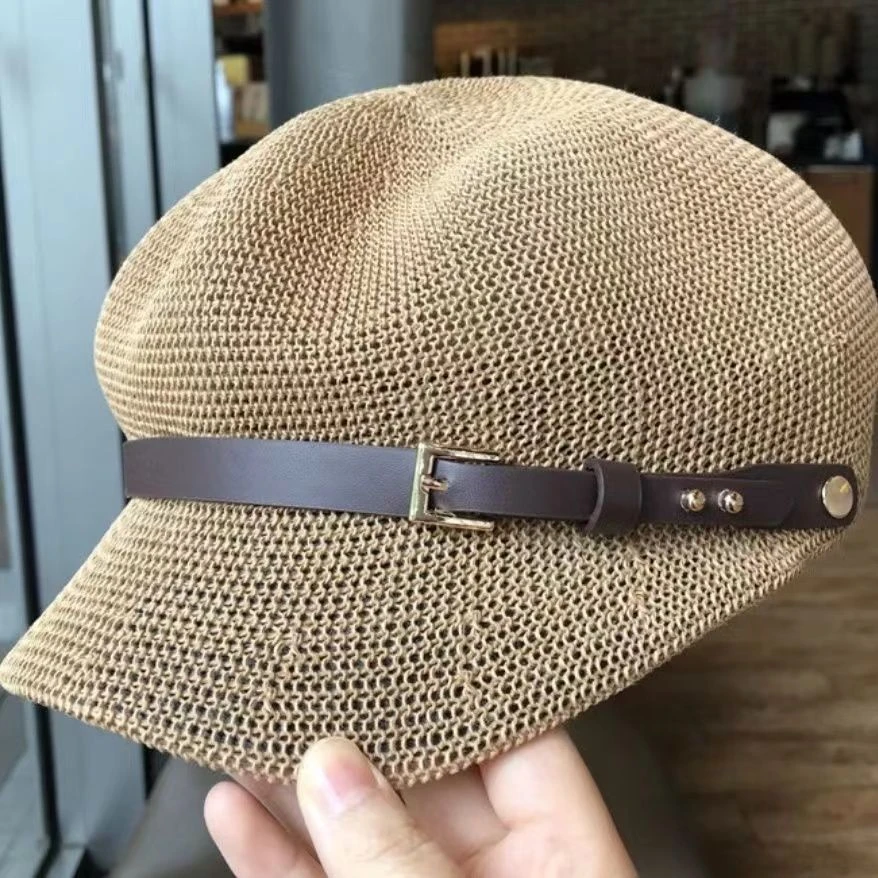 日本春夏季遮阳帽防晒帽女韩版百搭鸭舌帽子沙滩草帽潮日系八角帽