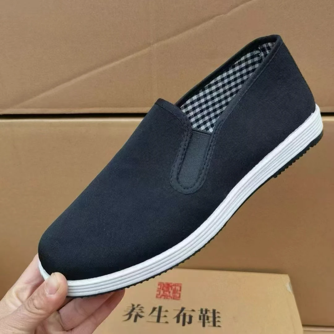 布鞋休闲一脚蹬耐磨中老年爸爸鞋男士老年男款鞋北京布鞋防滑