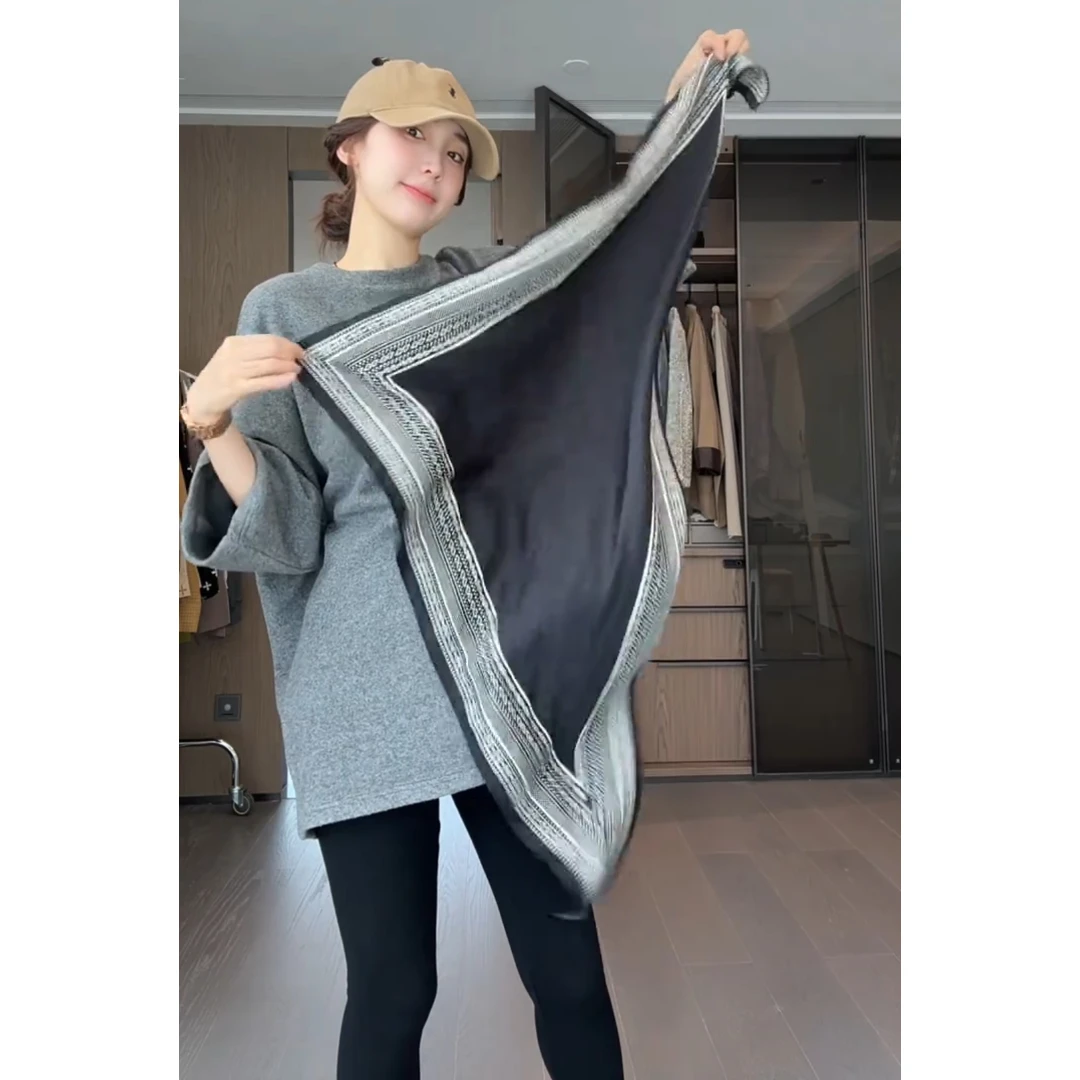 徐靖靖【丝巾】披肩外搭系腰三角巾韩国原单绸缎料复古印花2508239