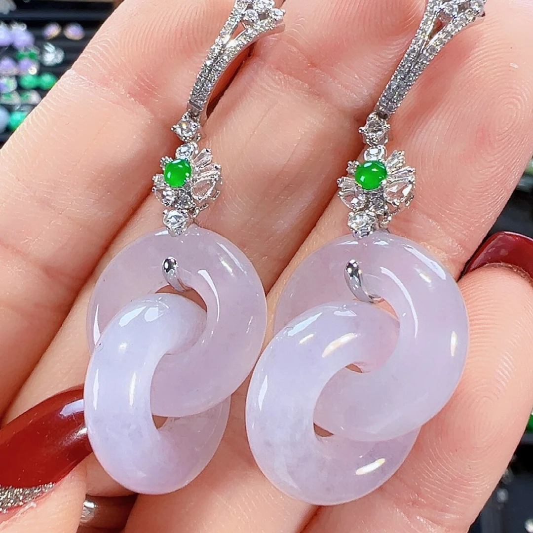 翡翠18K金镶嵌耳饰签收后24小时鉴赏期