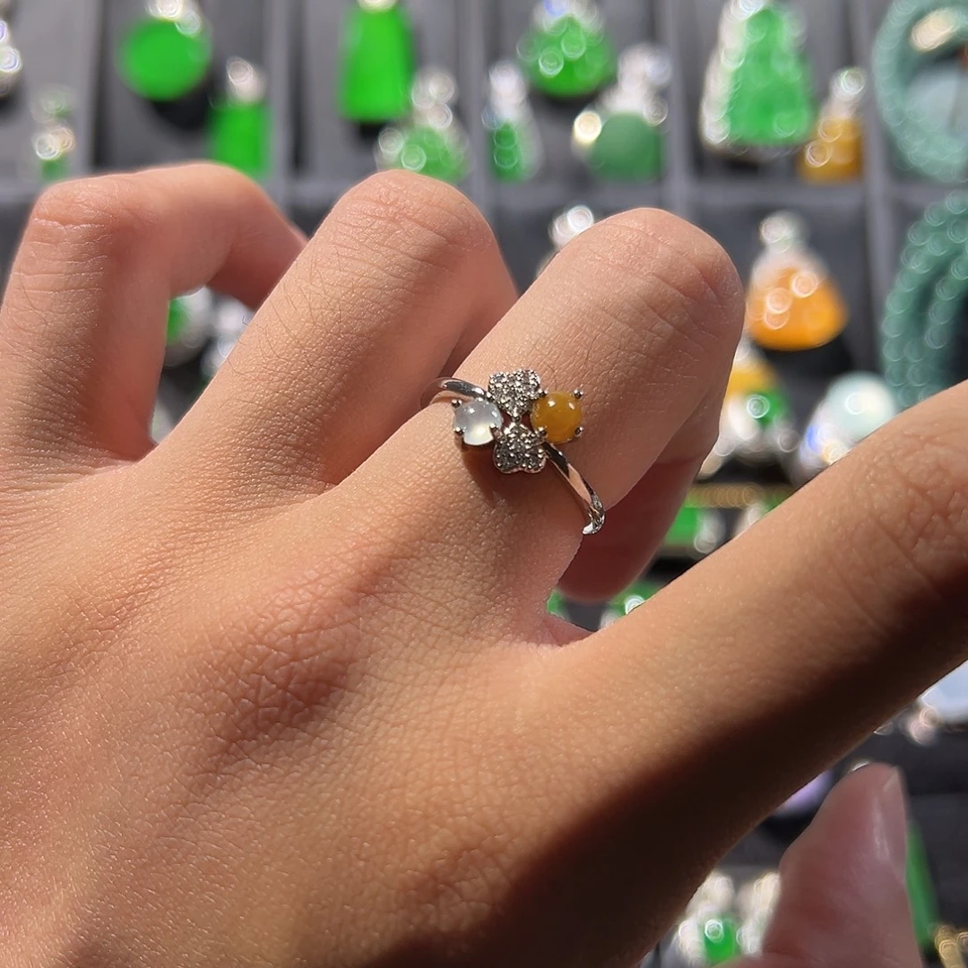 翡翠银S925镶嵌戒指戒指