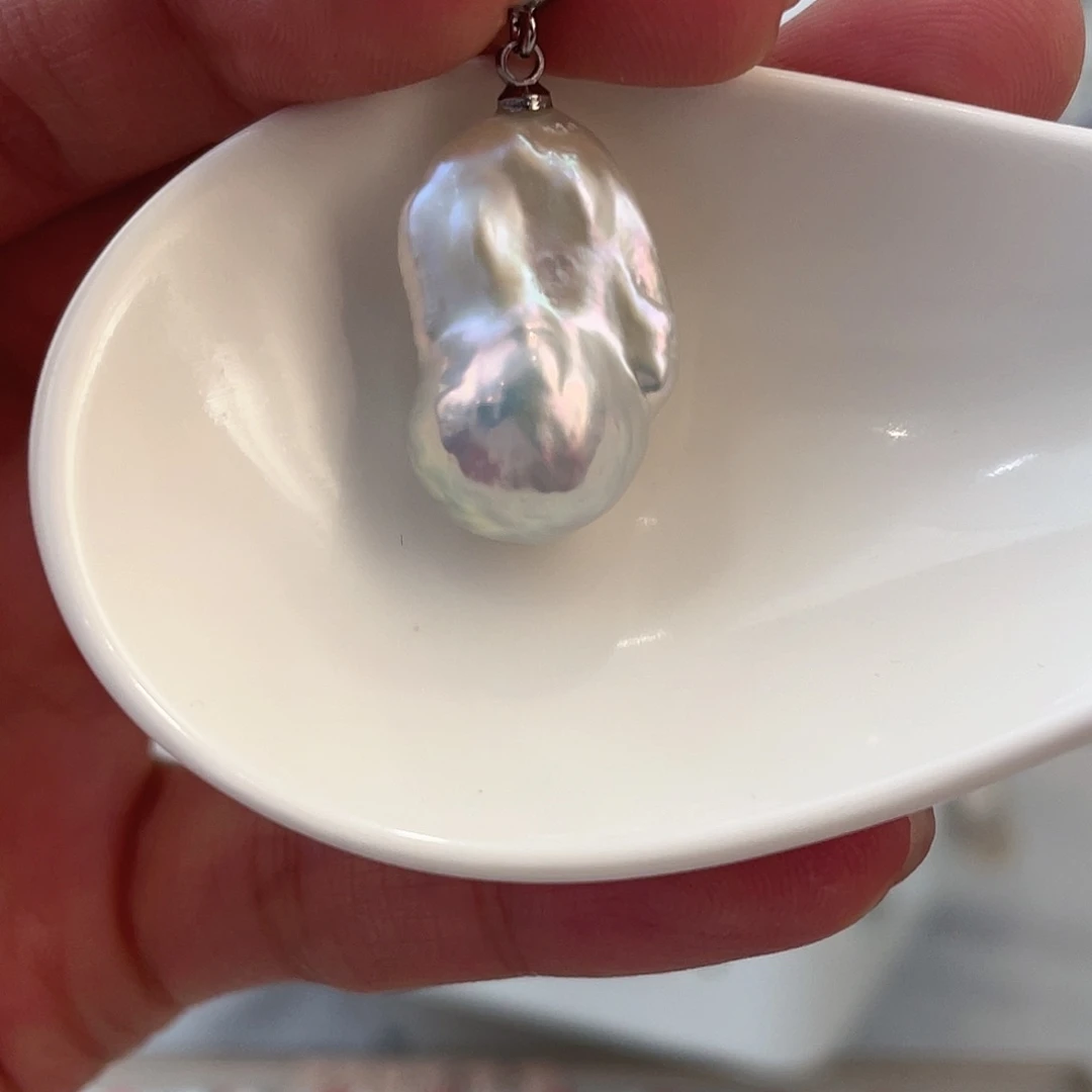 淡水珍珠天然珍珠巴洛克银S925镶嵌