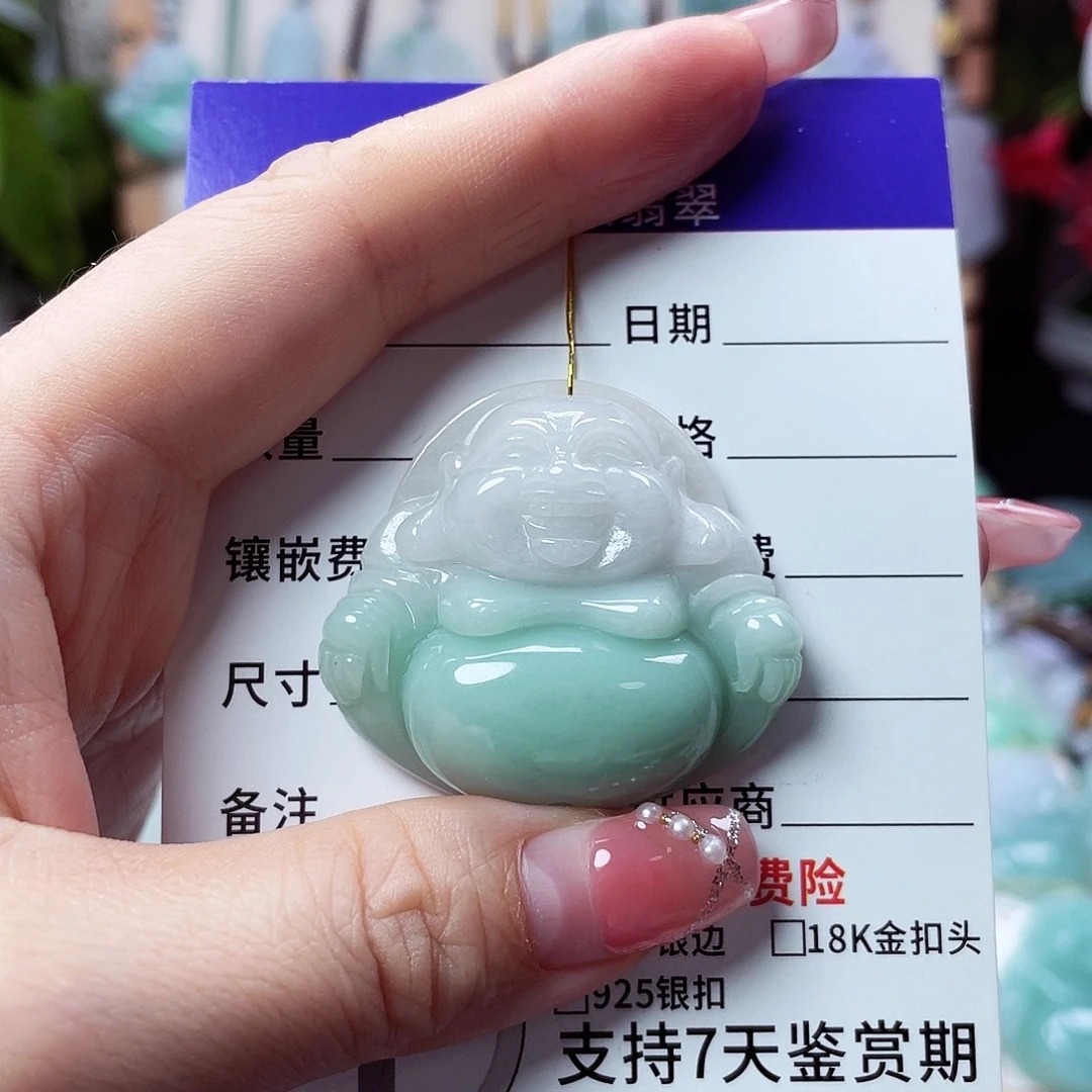 翡翠未镶嵌颈饰佛公23