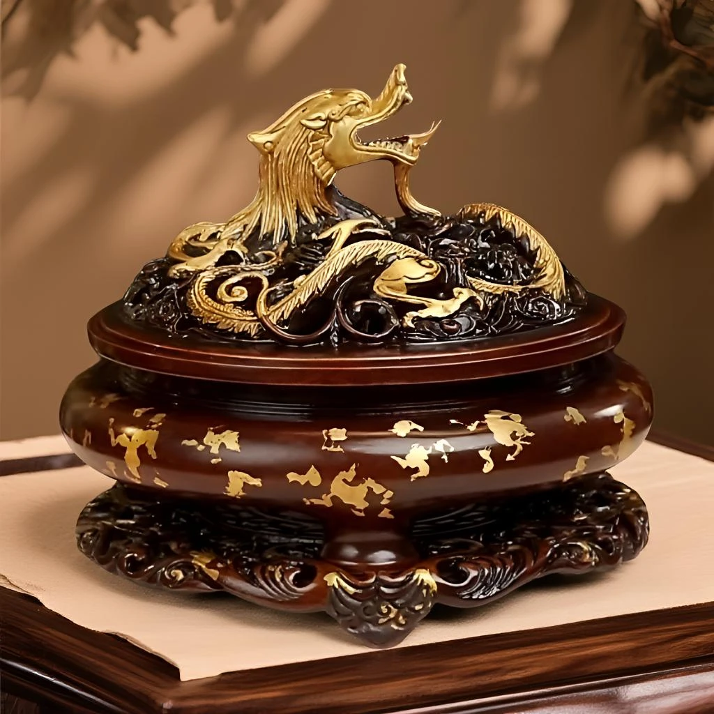 李迎春手工非遗铜香炉 大号飞龙在天熏炉 苏工纯铜精炼失蜡铸造