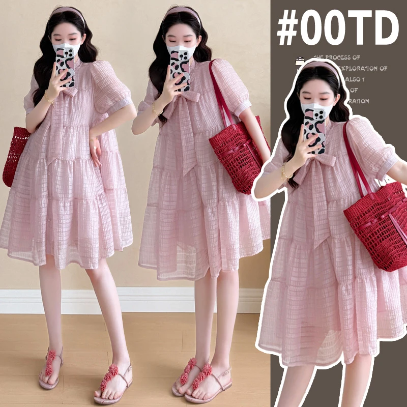 时尚孕妇新款网红孕妇夏装大码雪纺孕妇连衣裙小个子韩版孕妇裙
