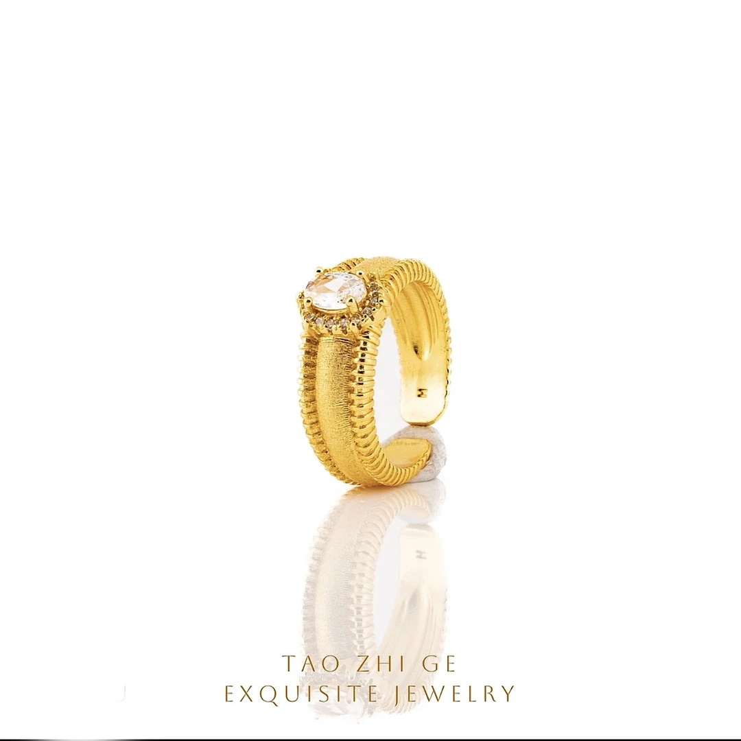 铜合金戒指 粉钻戒指 轻奢高定版 拉丝工艺 三色可选 活口 女