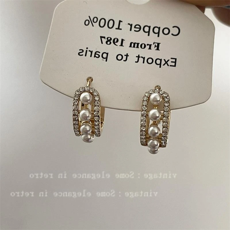 铜合金锆石耳饰 日韩镂空耳环女通勤轻奢小众设计感复古耳饰新款