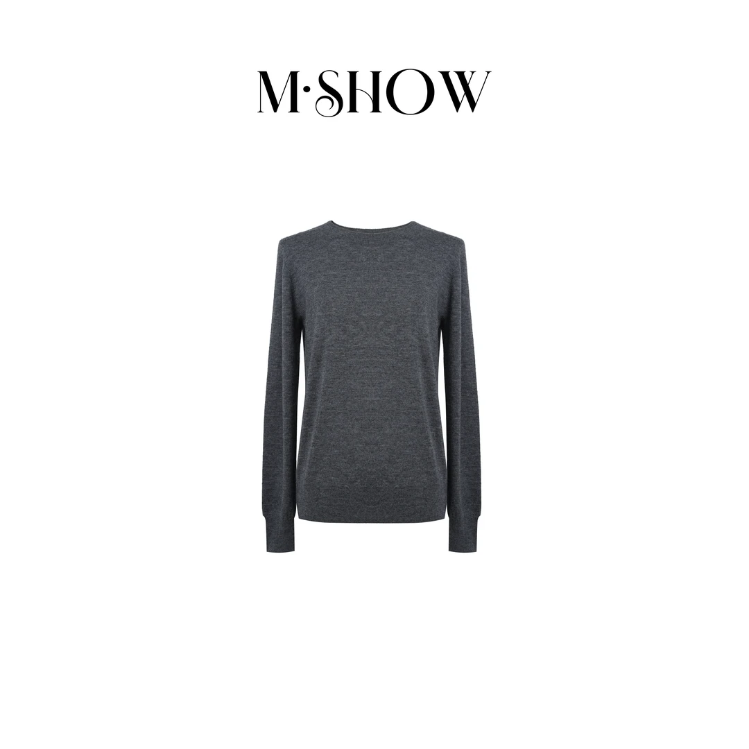 【墨秀毛衫】100%超细精仿绵羊毛圆领女士2股48支13针长袖毛衫109M