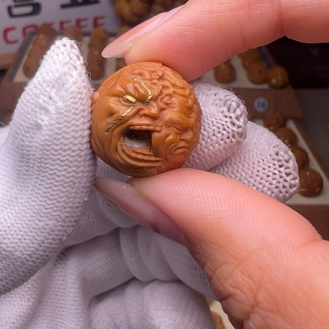 把件猴头核桃镶嵌款多面恶僧全品有正常封口线