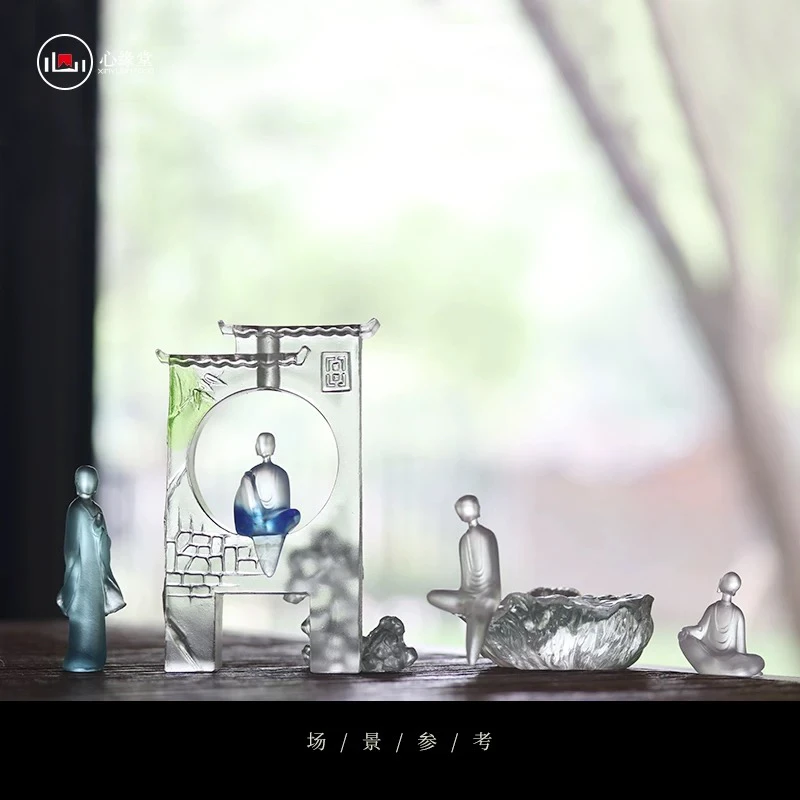 璃尘品牌空山隔语香插琉璃材料茶宠茶器高档手工透明摆设家用个性