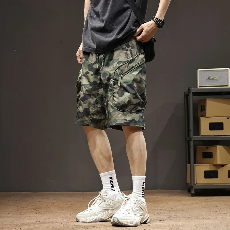 户外机能风迷彩工装短裤男士夏季2025新款战术猎装多口袋五分中裤