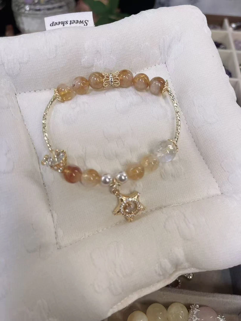 [D39]黄塔晶幸运星半镯轻奢手串多样性发一