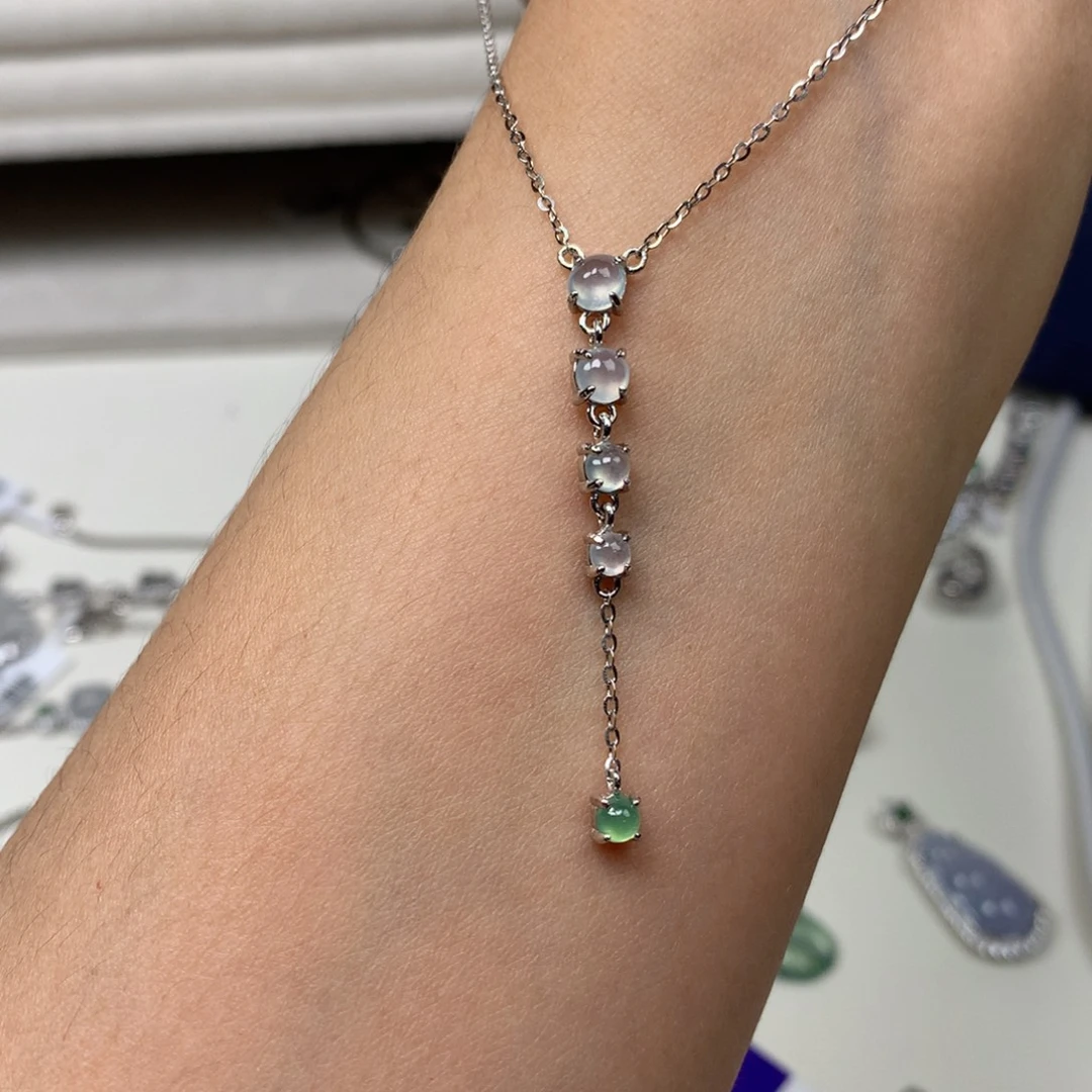 翡翠银S925镶嵌耳饰项链