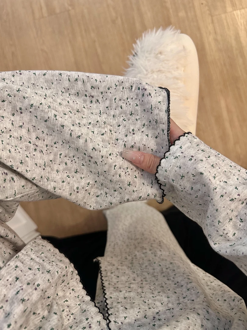 ins少女甜美可爱碎花公主风睡衣女春秋新款长袖长裤家居服可外穿