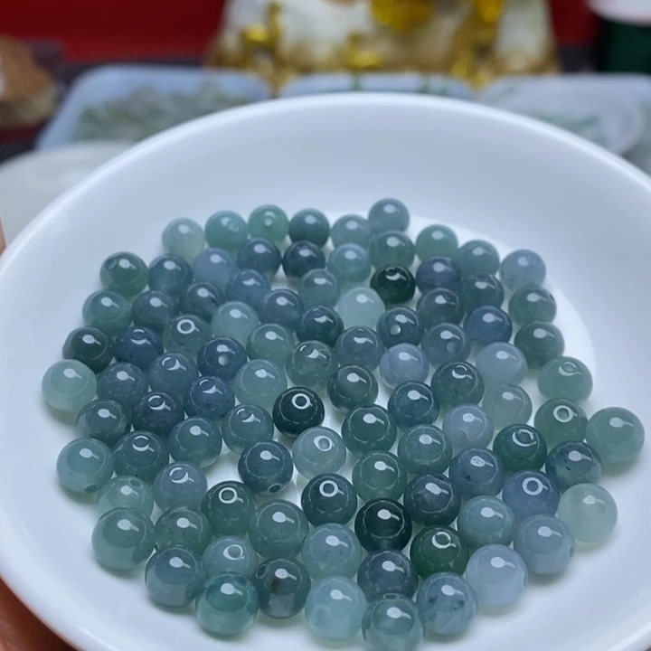 翡翠未镶嵌手链卡7冰蓝水25个