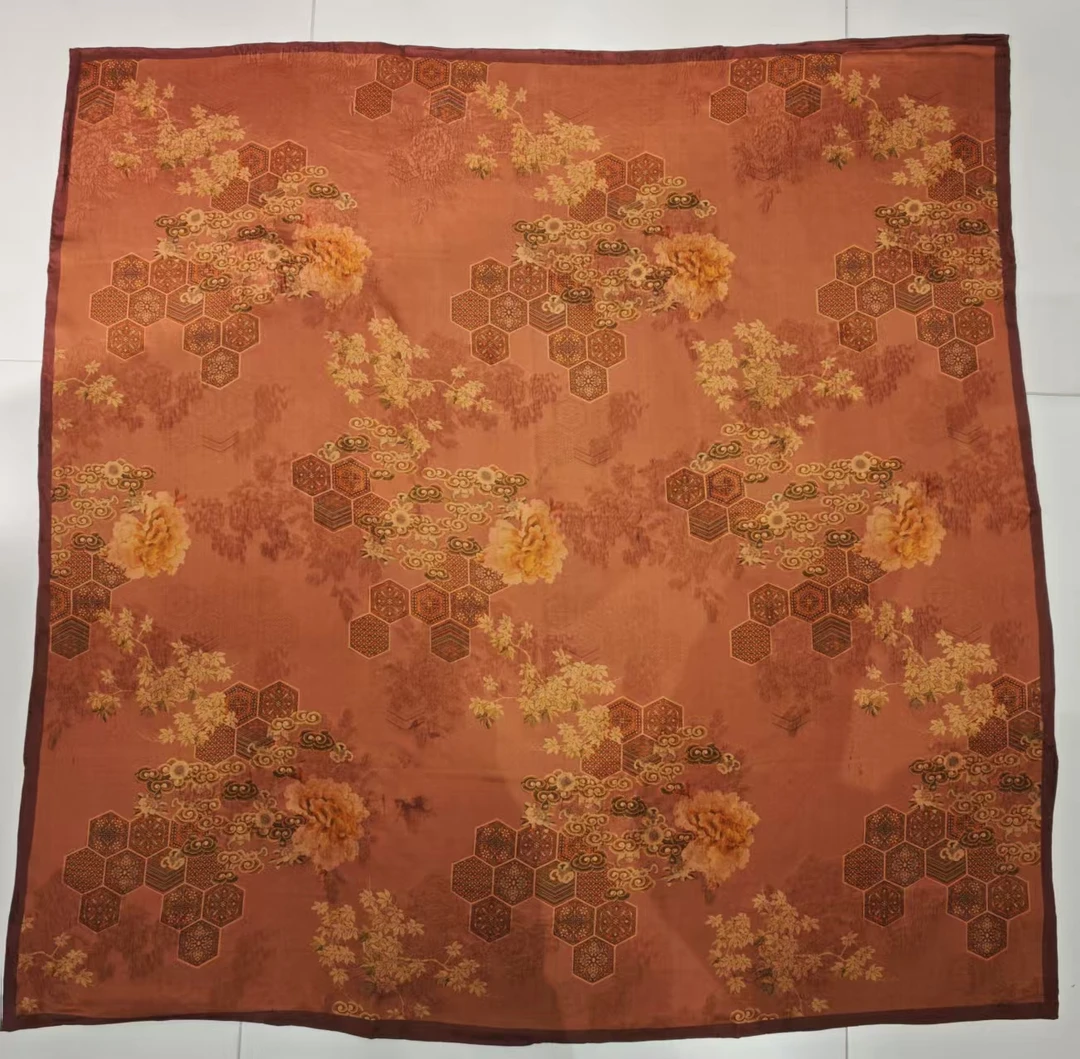 宫丽年终回馈粉丝108x108cm6A纯100桑蚕丝香云纱冠乐邹丝巾M03
