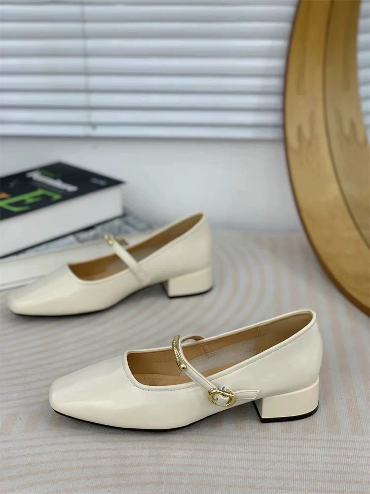 2523/L单鞋浅口玛丽珍鞋中跟方头法式粗跟百搭单鞋