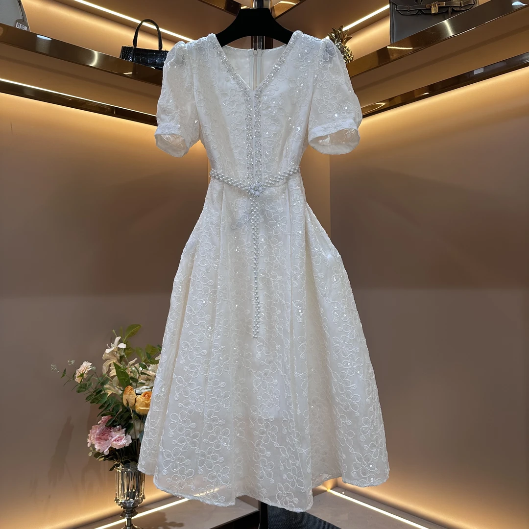 【米杏逐光】《子沫》轻奢设计师款优雅气质修身时尚收腰连衣裙-86661