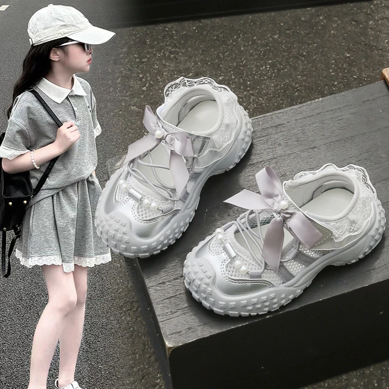 ABC女童鞋子儿童公主2025新款夏季潮款夏款女孩透气薄款软底