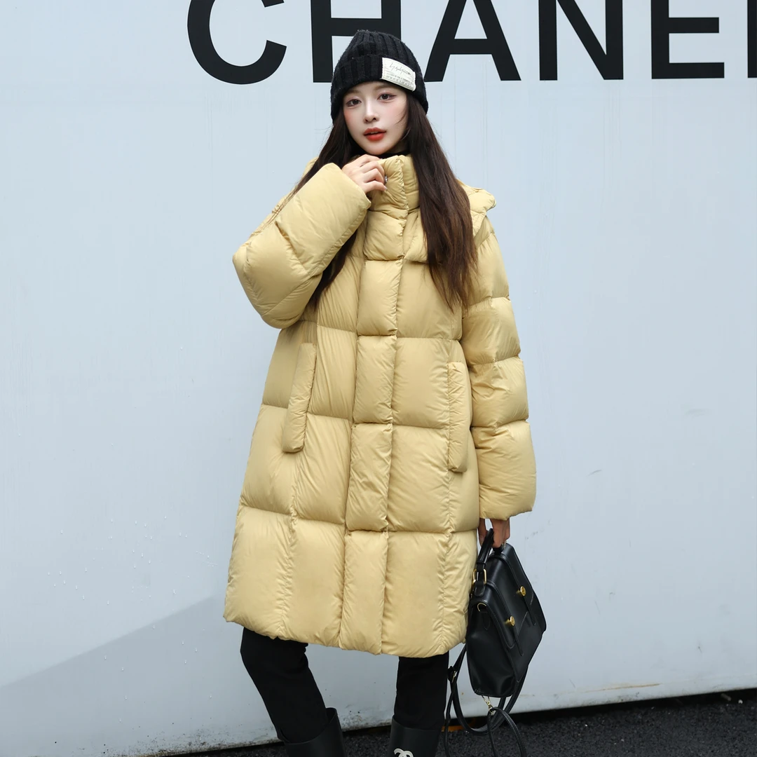 珊珊 中长款羽绒服女士加厚保暖外套简约面包服2Q-241205