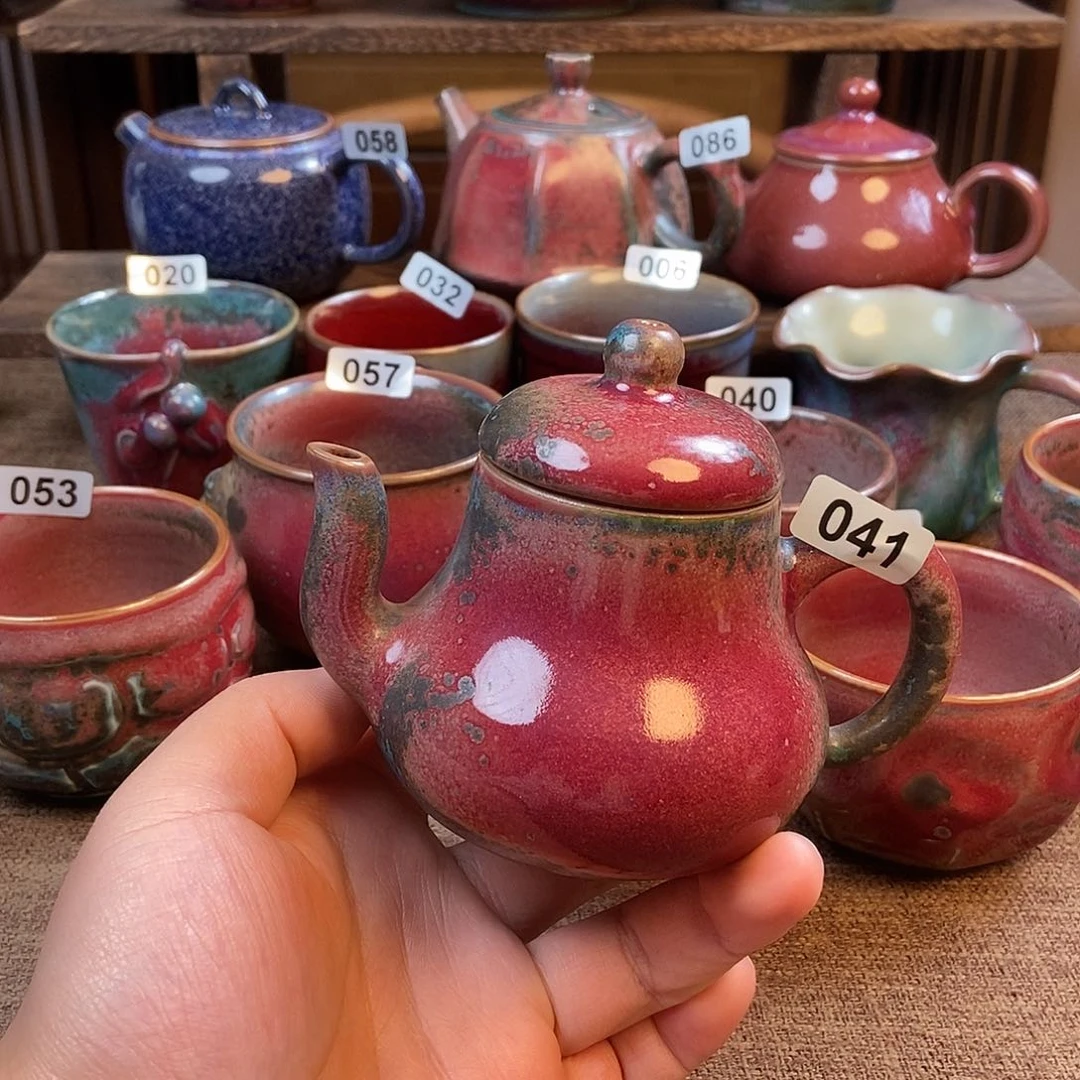 摆件小****空钧瓷茶壶茶具