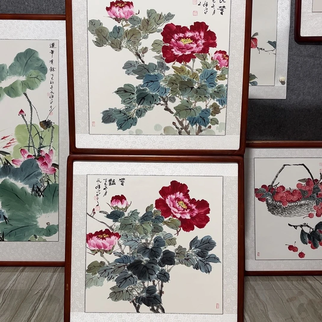 国画书画作品带框63×63