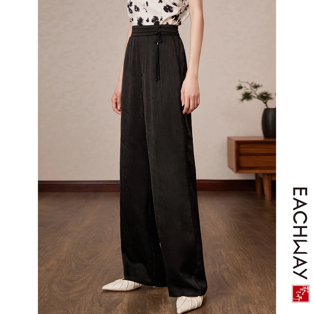 艺之卉【流苏装饰现代新中式】薄款古典休闲裤2024夏季国风长裤女