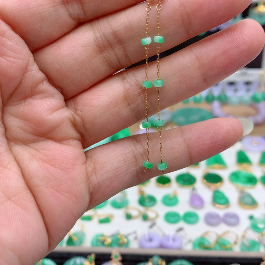 翡翠18K金镶嵌耳饰