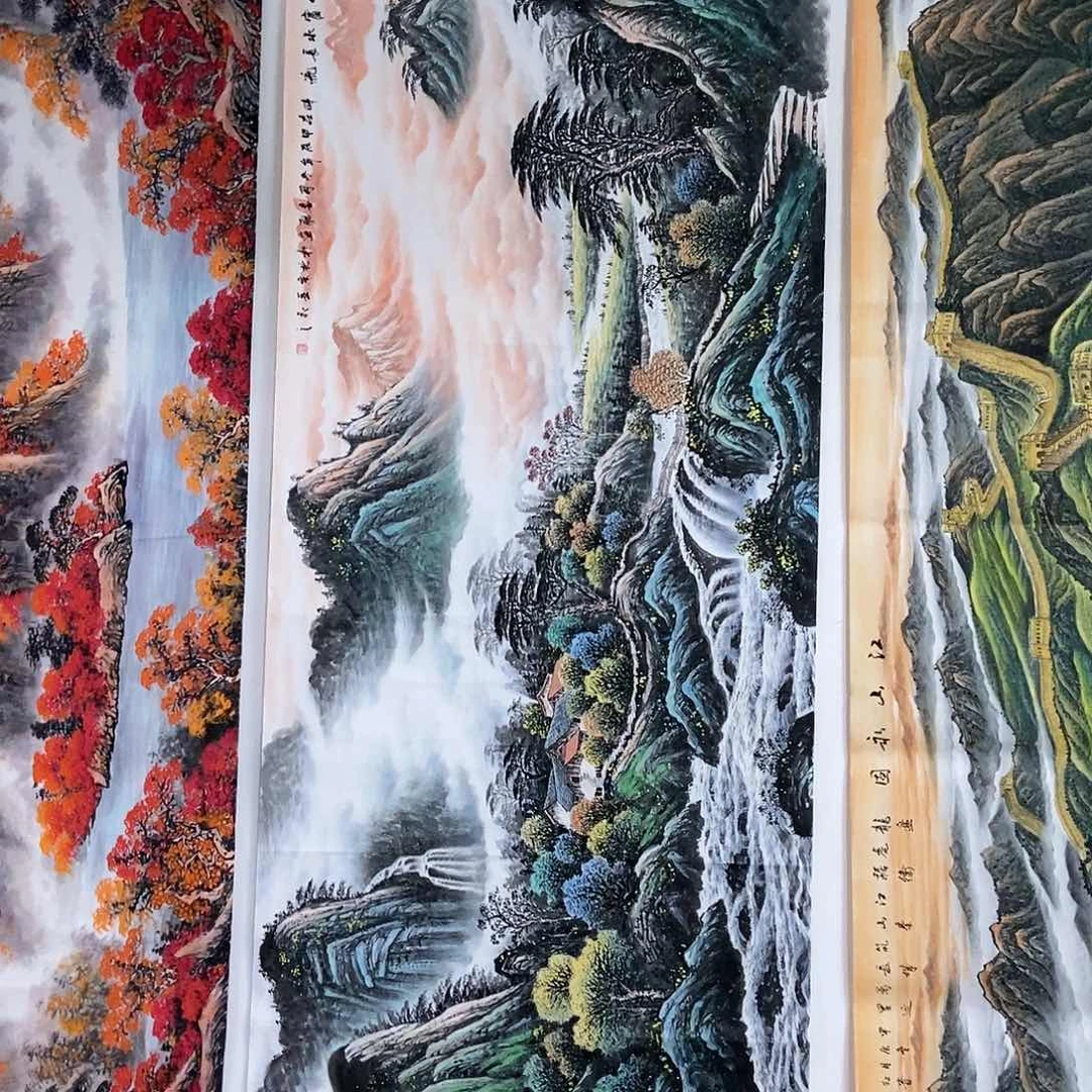 国画小八尺山水一副