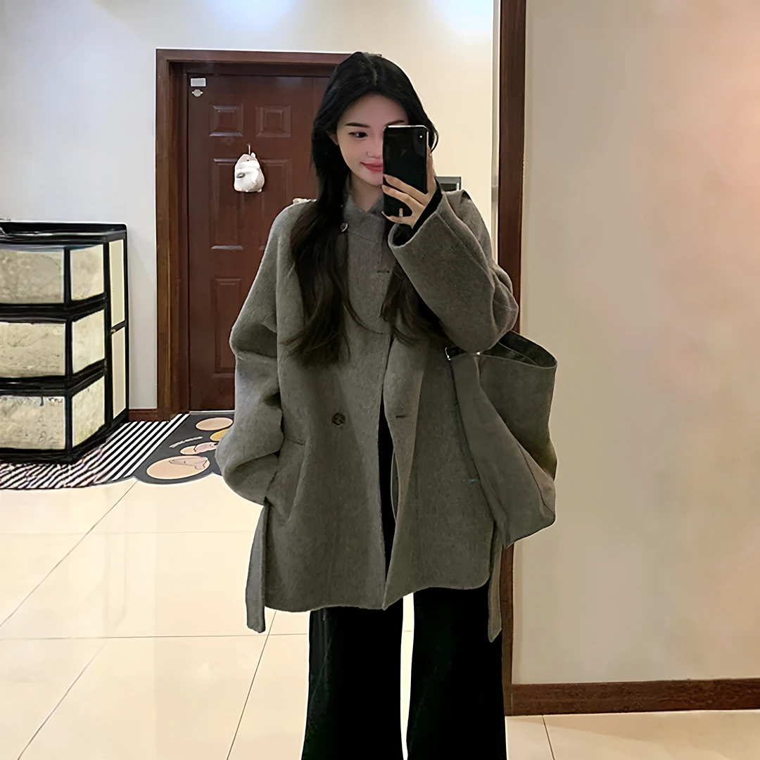 2025新款呢子大衣女毛呢外套中长款小个子赫本风高级感气质正流行