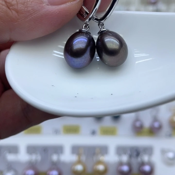 银S925镶嵌淡水珍珠耳饰