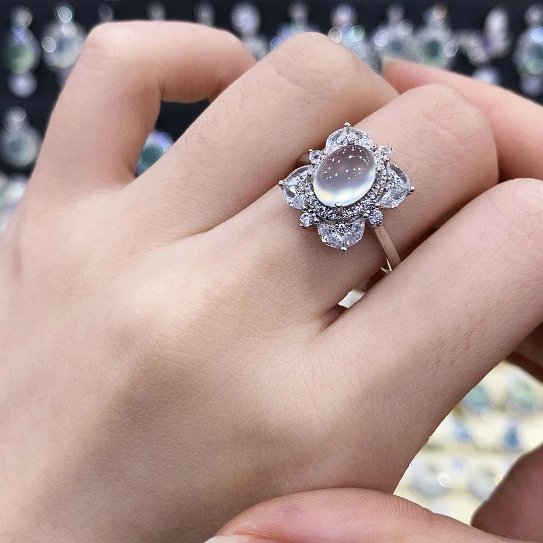 蛇纹石玉银S925镶嵌戒指