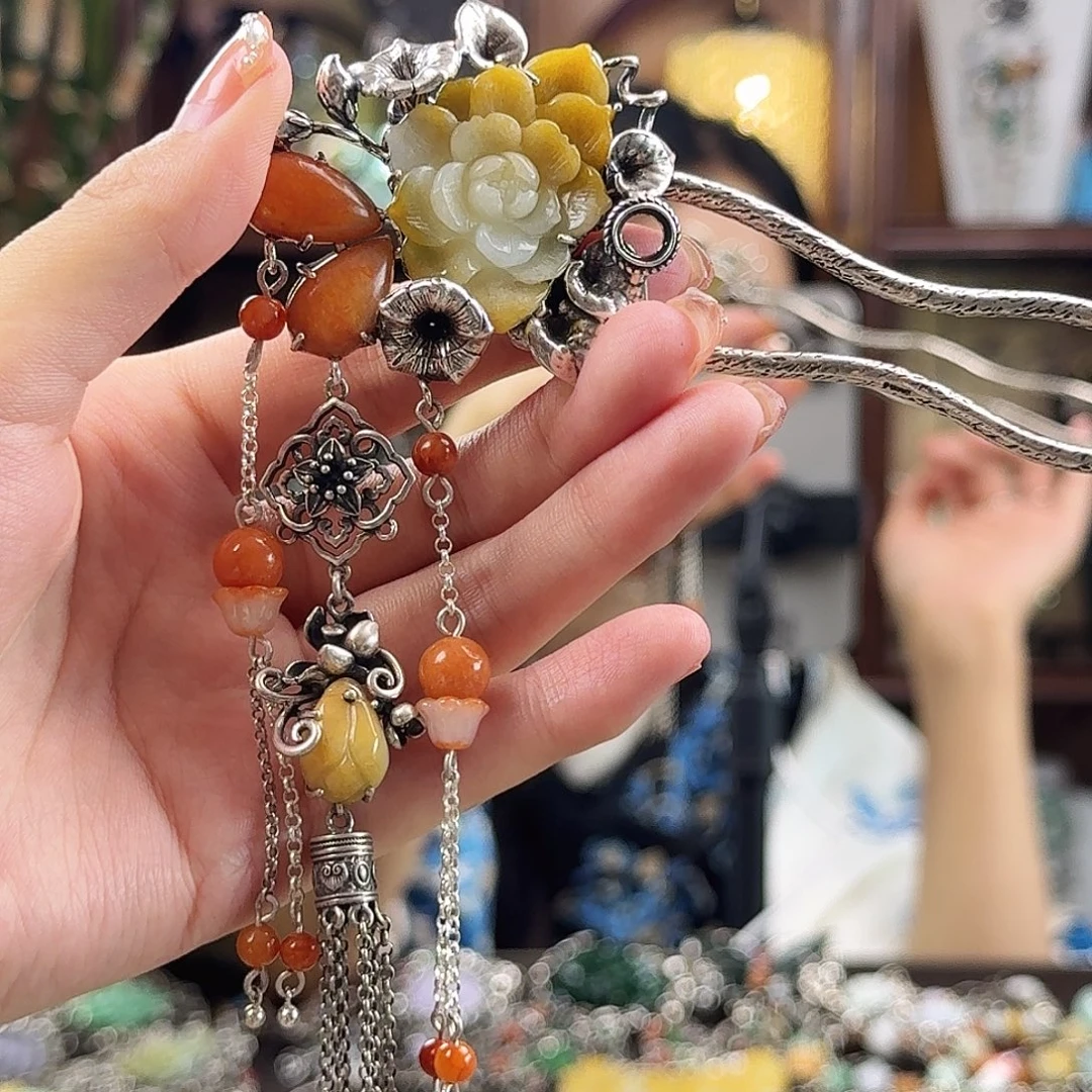 翡翠银S925镶嵌发饰