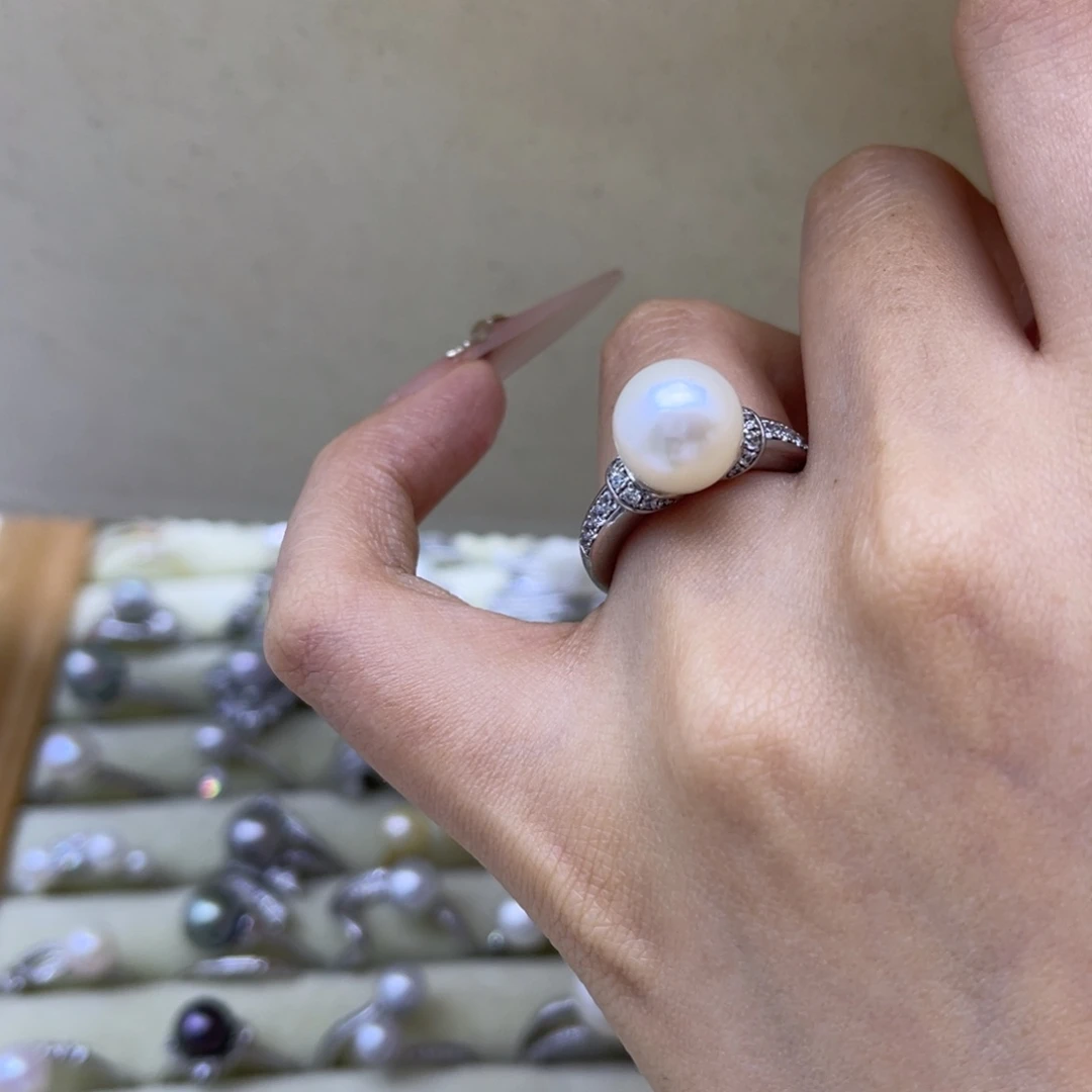 淡水珍珠戒指银S925镶嵌
