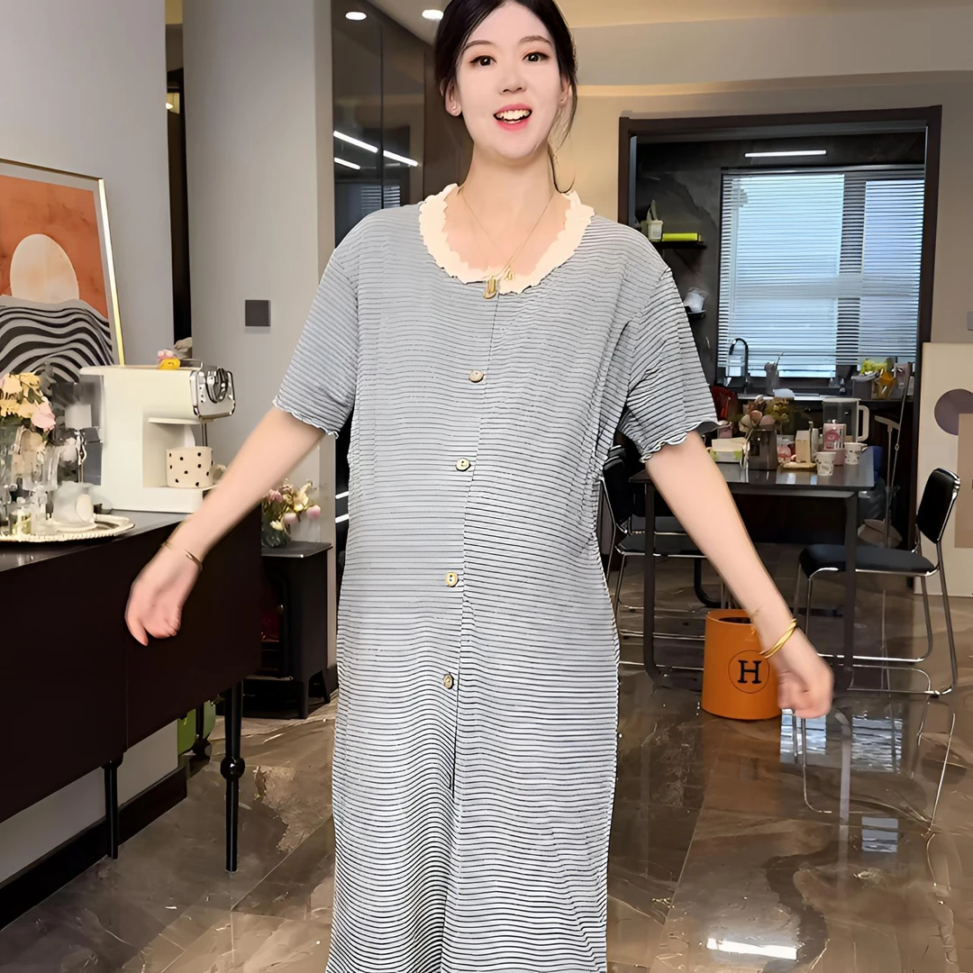 【小金条专属】带胸垫薄款夏季孕妇哺乳睡裙待产裙月子服长款家居裙
